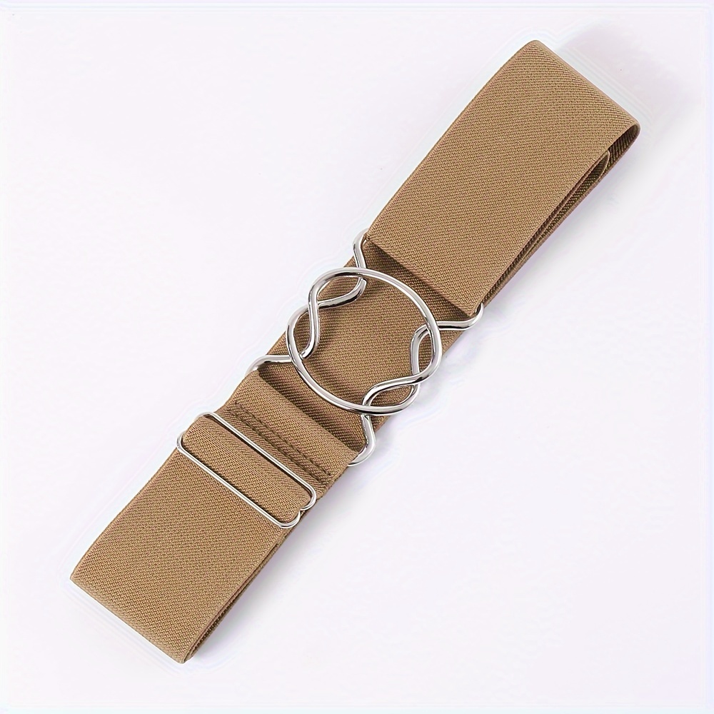 Adjustable Stretch Belt Elastic Waistband Dual Loop Buckle Casual Style